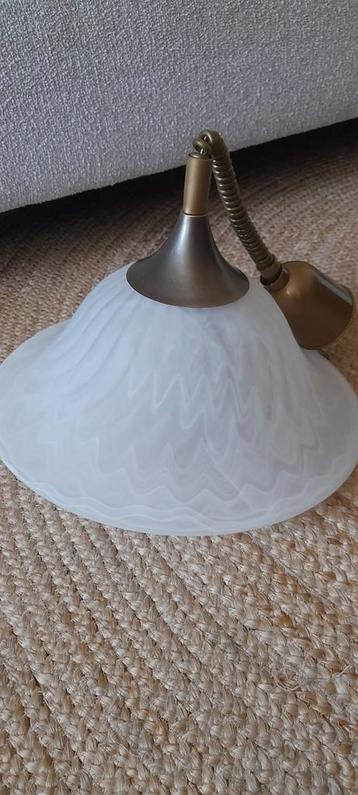 Hanglamp met trekpendel, wit mat gemarmerd glas beschikbaar voor biedingen