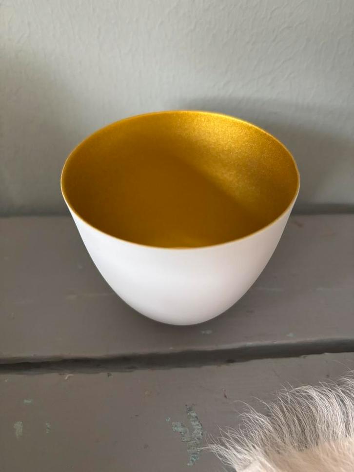 &Klevering waxinelichthouder wit/goud, Huis en Inrichting, Woonaccessoires | Kandelaars en Kaarsen, Nieuw, Minder dan 25 cm, Overige materialen