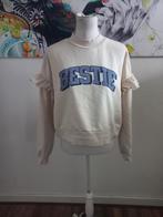 Trui van Monki met 'Bestie' opdruk en ruches maat M, Maat 38/40 (M), Beige, Ophalen of Verzenden, Zo goed als nieuw