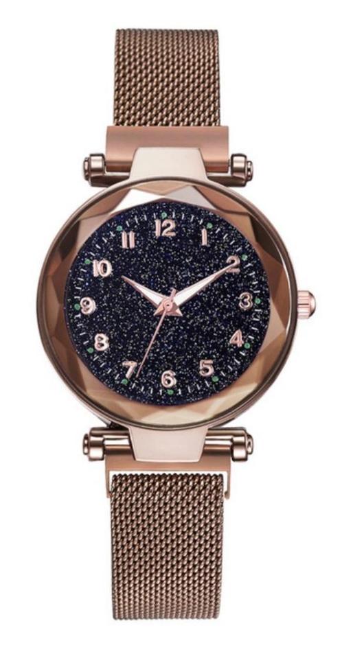Kwartshorloge Magnetische gesp Dameshorloge Donkerbruin, Sieraden, Tassen en Uiterlijk, Horloges | Antiek, Overige merken, Goud