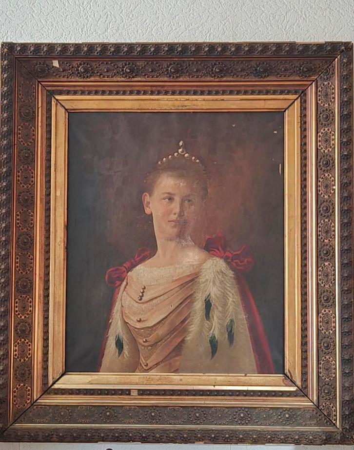 Oud portret van prinses wilhelmina, Antiek en Kunst, Kunst | Schilderijen | Klassiek, Ophalen