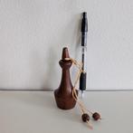 Klein vintage handgemaakt flesje vaasje van hout, Ophalen of Verzenden