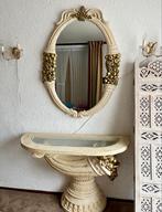 Brocante spiegel met tafel, Antiek en Kunst, Antiek | Spiegels, 50 tot 100 cm, 100 tot 150 cm, Ophalen, Ovaal