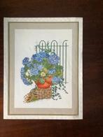 Borduurpakket Hortensia blauw (deels al geborduurd), Ophalen of Verzenden, Zo goed als nieuw, Handborduren, Borduurpakket