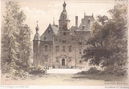 Hummelo Kasteel Keppel Litho  P.A. Schipperus ca. 1880, Antiek en Kunst, Kunst | Etsen en Gravures, Ophalen of Verzenden