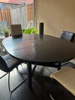 Ronde uitschuifbare eettafel, Huis en Inrichting, Tafels | Eettafels, Ophalen, Gebruikt, Rond, 100 tot 150 cm