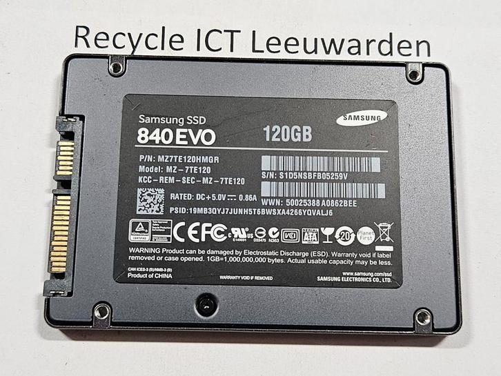 Samsung 120gb laptop ssd hdd hardeschijf 840evo, Computers en Software, Harde schijven, Gebruikt, Laptop, Intern, SSD, SATA, Ophalen of Verzenden