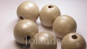 0041 Mooie Houten Kralen Champagne Kleur (16 mm) beschikbaar voor biedingen
