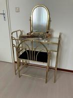Messing vintage hollywood regency kaptafel incl stoeltje, Huis en Inrichting, Tafels | Kaptafels, Ophalen, Overige materialen