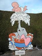 Geboortebord Dombo in bad met baby naar keuze., Ophalen, Nieuw, Geboortebord