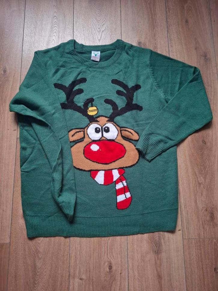 Groene Kersttrui (xl) met Rudolf Rendier (foute kersttrui), Kleding | Heren, Truien en Vesten, Zo goed als nieuw, Maat 56/58 (XL)