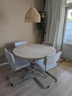 Eetkamerstoelen 4 stuks lichtgrijs ribstof, Huis en Inrichting, Stoelen, Ophalen, Gebruikt, Grijs, Vier