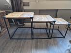Leuke set mango houten tafeltjes, Zo goed als nieuw, 75 cm of meer, Rechthoekig, Hout