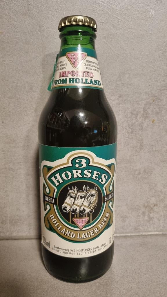 3 Horses - De 3 Hoefijzers - Miami Import - 355ml - geen tht, Verzamelen, Biermerken, Glas of Glazen, Overige merken, Ophalen of Verzenden