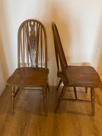 Twee houten eetkamerstoelen vintage, Huis en Inrichting, Stoelen, Ophalen, Gebruikt, Twee, Bruin