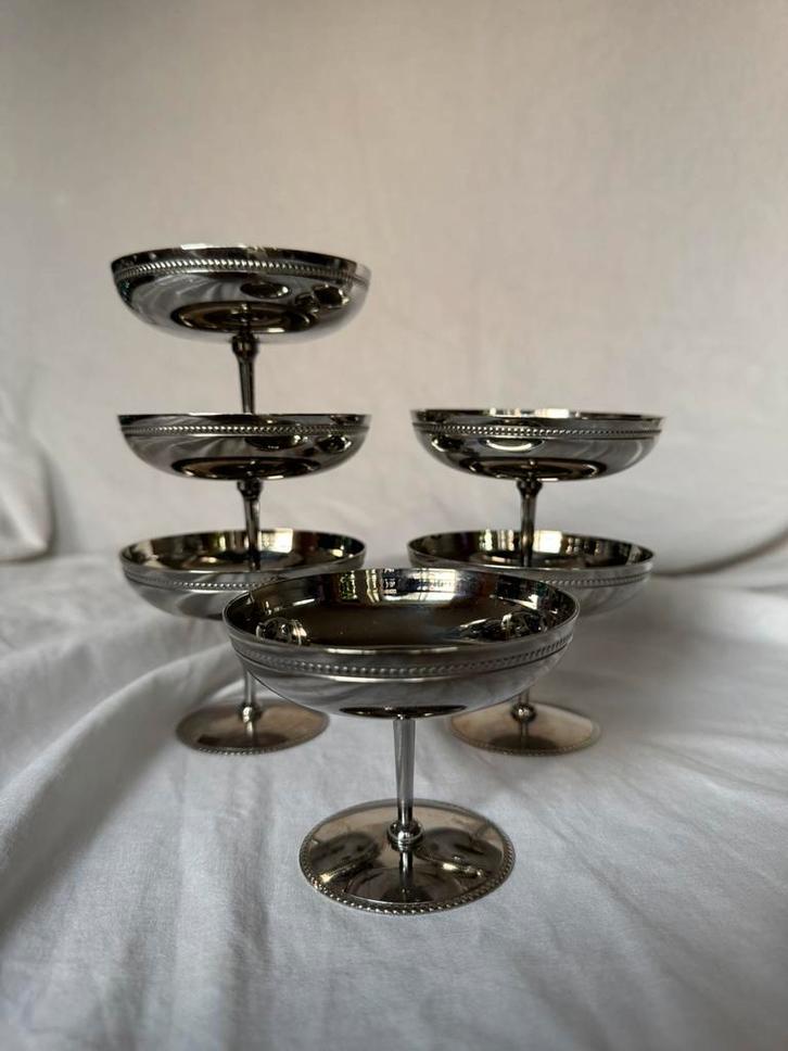 Vintage Franse RVS ijscoupes Le Grün du Vert | bistrostijl, Huis en Inrichting, Keuken | Servies, Overige typen, Overige stijlen