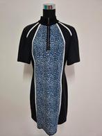 J84 - Zwart-blauwe Marc Cain jurk maat 6 = 44 (1), Zwart, Maat 42/44 (L), Ophalen of Verzenden, Zo goed als nieuw