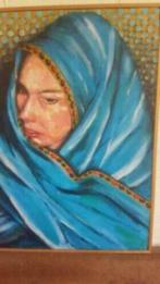 Olieverf doek portret vrouw met hoofddoek, Antiek en Kunst, Ophalen