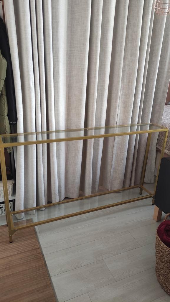 Wandtafel / consoletafel / haltafel | metaal & glas | goud, Huis en Inrichting, Tafels | Sidetables, Zo goed als nieuw, 25 tot 50 cm