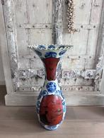 Antieke blauw witte Japanse Arita vaas, 19e eeuw kraagvaas, Ophalen