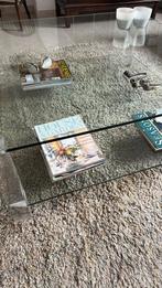 Glazen salontafel met plexiglas poten, Ophalen, 50 tot 100 cm, Vierkant, 50 tot 100 cm