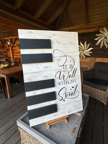 Wandbord “Piano, It is well with my soul” (duurzaam hout) beschikbaar voor biedingen