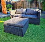 2 zits loungebank set met hocker en kussens  (2 extra), Tuin en Terras, Bank, Zo goed als nieuw, Loungeset, Wicker