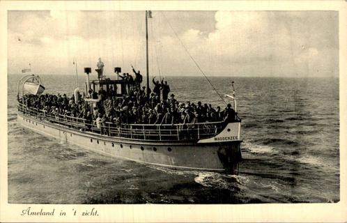 Boot naar Ameland - Ameland in 't zicht, Verzamelen, Ansichtkaarten | Nederland, Ongelopen, Friesland, Voor 1920, Ophalen of Verzenden