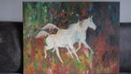 Olieverf schilderij Rennende Paarden, Ophalen of Verzenden