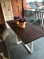 Mooie terrastafel wit frame, Tuin en Terras, Ophalen, Gebruikt, Rechthoekig, Hout