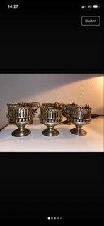 Antieke theeglashouders met Scott Zwiesel Jena glazen, Antiek en Kunst, Ophalen of Verzenden, Glas