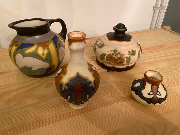 Eskaf Ola Huizen Plateel Aardewerk Collectie (4 stuks), Antiek en Kunst, Antiek | Keramiek en Aardewerk, Ophalen of Verzenden
