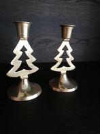 vintage koperen kandelaars in kerstboom model 13 cm hoog, Ophalen of Verzenden