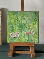 Rennende hondjes ~ opdracht ~ vrolijkheid ~ kleintje kunst, Ophalen of Verzenden, Zo goed als nieuw