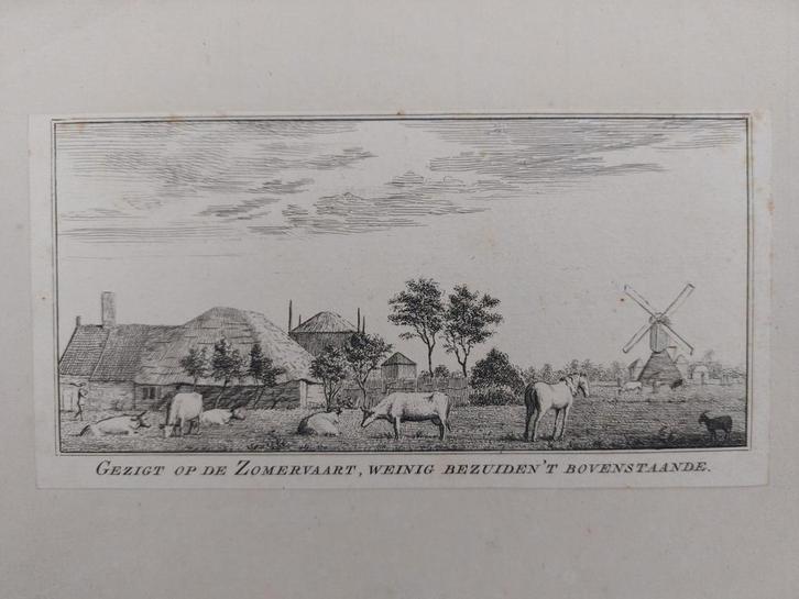 5 / Gezigt op de Zomervaart in Haarlem Gravure uit jaar 1761, Antiek en Kunst, Kunst | Etsen en Gravures, Ophalen of Verzenden