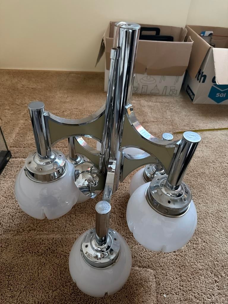 Antieke hanglamp (met schade) sciolari, Ophalen of Verzenden, Gebruikt, Minder dan 50 cm