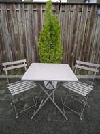 Metalen Bistro tuinset tafel en 2 stoelen inklapbaar, Ophalen, Zo goed als nieuw, Overige materialen, 2 zitplaatsen