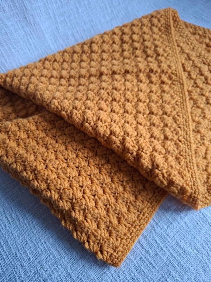 Handgemaakte herfst-oranje deken - 75x80cm, Kinderen en Baby's, Dekens, Slaapzakjes en Inbakerproducten, Nieuw, Deken, 70 tot 85 cm