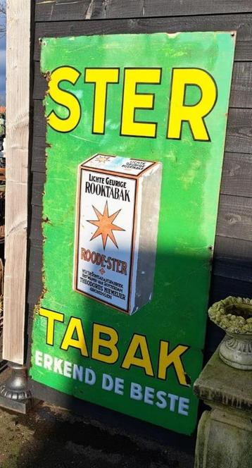 Antiek emaille reclame bord Ster Tabak 177 x 97 cm mooi oud  beschikbaar voor biedingen