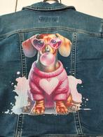 Spijkerjasje met leuke applicaties maat XS, Ophalen of Verzenden, Zo goed als nieuw, Blauw