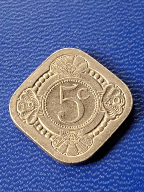 1940 vierkante stuiver Wilhelmina ZFR, Postzegels en Munten, Munten | Nederland, 5 cent, Koningin Wilhelmina, Verzenden