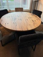 Eiken rond 160cm wagonhout, Ophalen, Zo goed als nieuw, Rond, 150 tot 200 cm