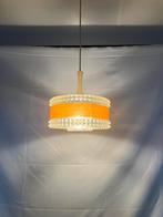 Vintage acryl kunststof hanglamp met prisma patroon, oranje, Ophalen of Verzenden, Gebruikt, Kunststof, Minder dan 50 cm
