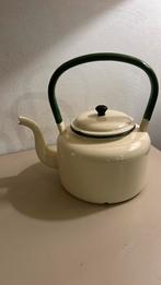 Creme /groen emaille brocante fluitketel, Antiek en Kunst, Antiek | Emaille, Ophalen