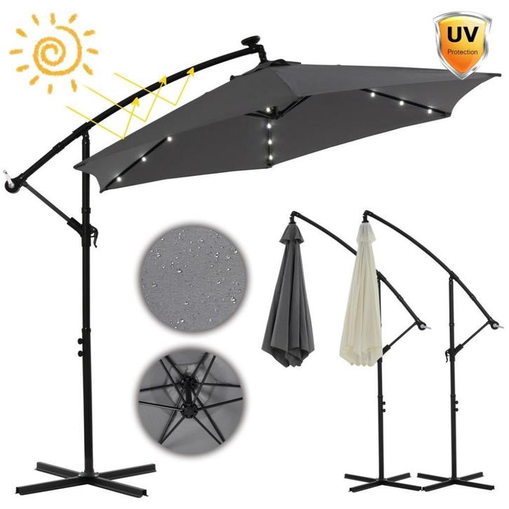 Parasol Zonnescherm Zweefparasol Zwengel 300 of 350cm, Tuin en Terras, Parasols, Zweefparasol, Ophalen of Verzenden