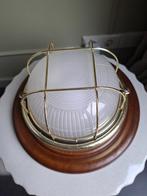 Vintage stallamp plafondlamp plafonniere messing, Huis en Inrichting, Lampen | Plafondlampen, Ophalen of Verzenden, Gebruikt, Glas