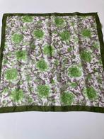 Vierkante ZIJDE Sjaal Bandana met vintage print, Ophalen of Verzenden, Gedragen, Maat 36 (S), Sjaal