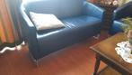 2 en 2,5 zits blauwe lederen bankjes met stoel, Huis en Inrichting, Banken | Sofa's en Chaises Longues, Ophalen, Gebruikt