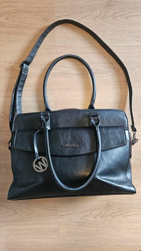Zwarte Wimona school-laptop tas, Sieraden, Tassen en Uiterlijk, Tassen | Damestassen, Gebruikt, Overige typen, Zwart, Ophalen