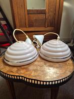 twee roze hanglampen, vintage, Huis en Inrichting, Ophalen of Verzenden, Glas, Minder dan 50 cm